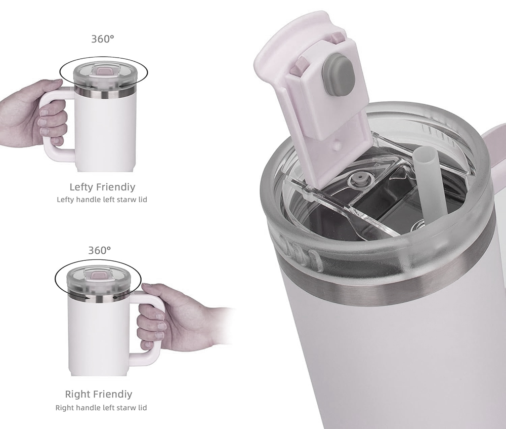 Tyeso Quencher “AURA” Tumbler (1.2 L) Tea Pink - Image 2