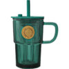 Glass Mug with Gold Badge Decor 15Oz