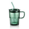 Wide Heaven Glass Cup With Straw 440ml Green